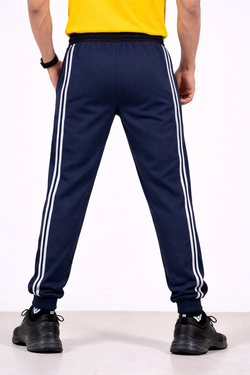 Mens Lower Double Stripe Polycotton 65% Cotton 35% Polyester Loopknit 230GSM - Common Image