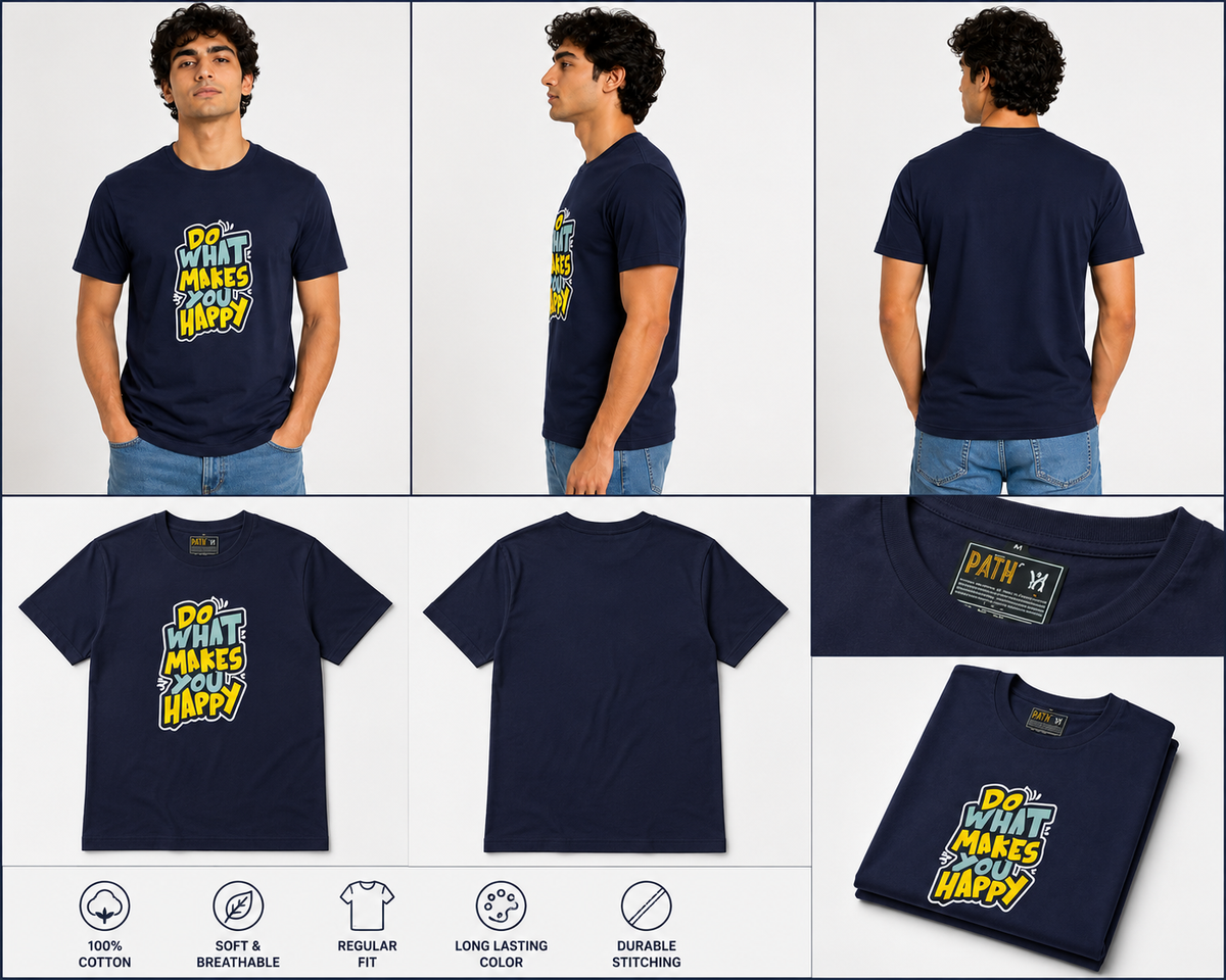 DarkBlue Round Tshirt Quote Print - Dark Blue - Image 6