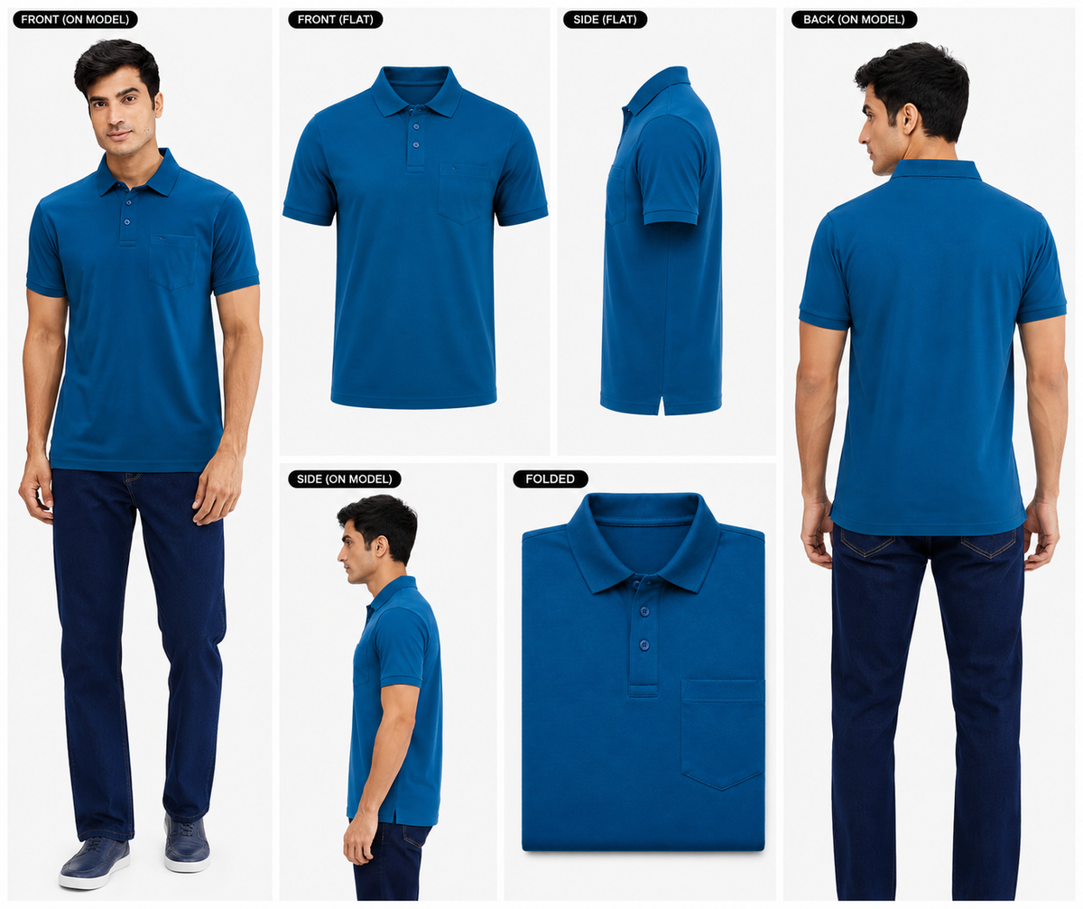 DarkBlue Tshirt DarkBlue Collar Cotton - Dark Blue - Image 5