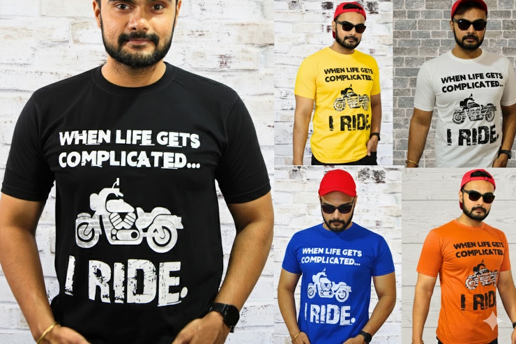 Mens Printed Half Sleeves T-shirts 170GSM Red Label 100% Cotton Bio Wash - Black - Image 2