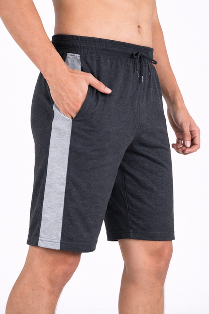 Mens Lower Single Stripe Polycotton 65% Cotton 35% Polyester Loopknit 230GSM - Dark Grey - Image 1