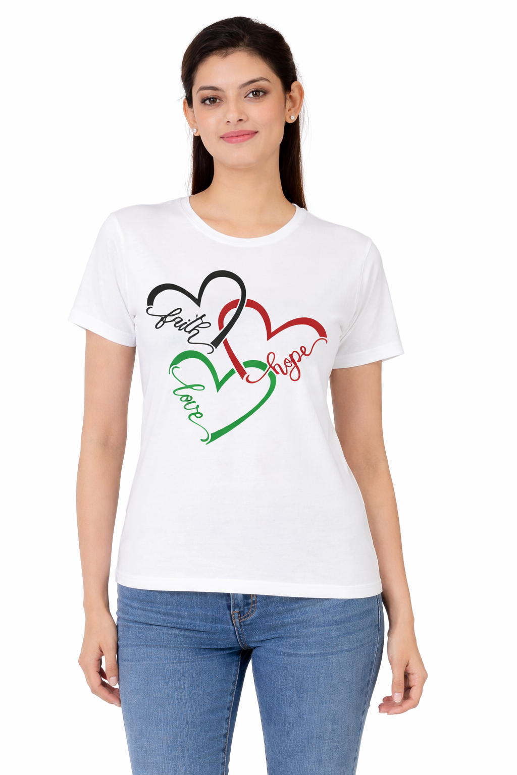 Women Half Sleeves Printed T-Shirts 170GSM Red Label 100% Cotton Yarn with Bio Wash Yellow, White, Blue, Orange - White - Image 1