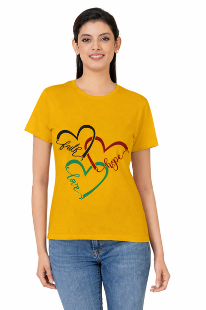 Women Half Sleeves Printed T-Shirts 170GSM Red Label 100% Cotton Yarn with Bio Wash Yellow, White, Blue, Orange - Yellow - Image 1