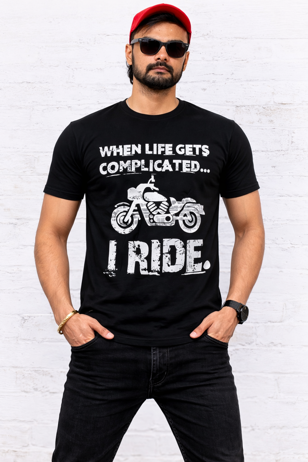 Mens Printed Half Sleeves T-shirts 170GSM Red Label 100% Cotton Bio Wash - Blue - Image 2