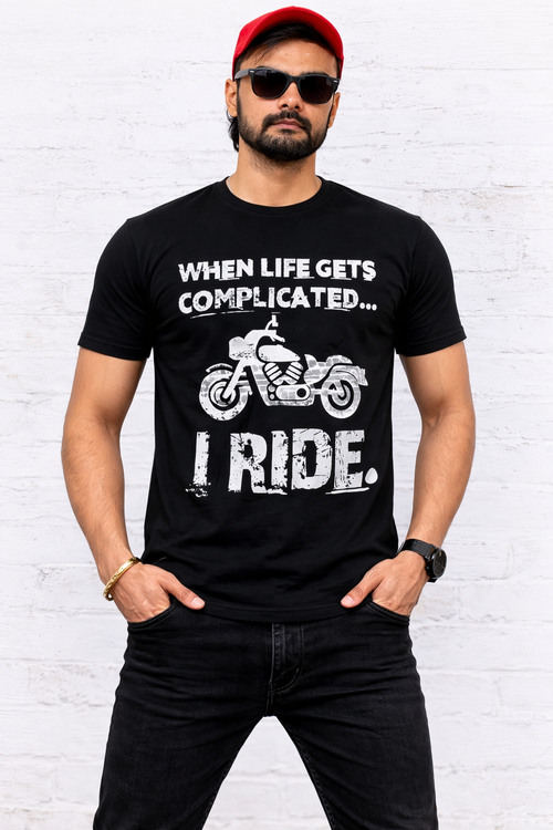 Mens Printed Half Sleeves T-shirts 170GSM Red Label 100% Cotton Bio Wash - Blue - Image 2