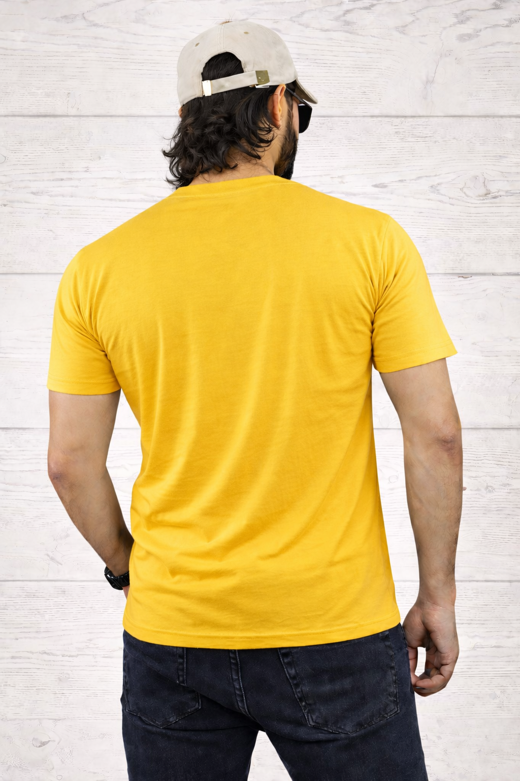 Mens Printed Half Sleeves T-shirts 180GSM Red Label 100% Cotton Bio Wash - Yellow - Image 1