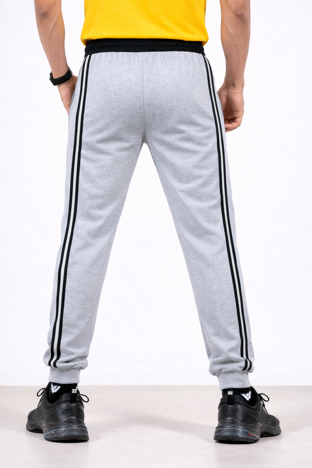 Mens Lower Double Stripe Polycotton 65% Cotton 35% Polyester Loopknit 230GSM - Dark Blue - Image 2