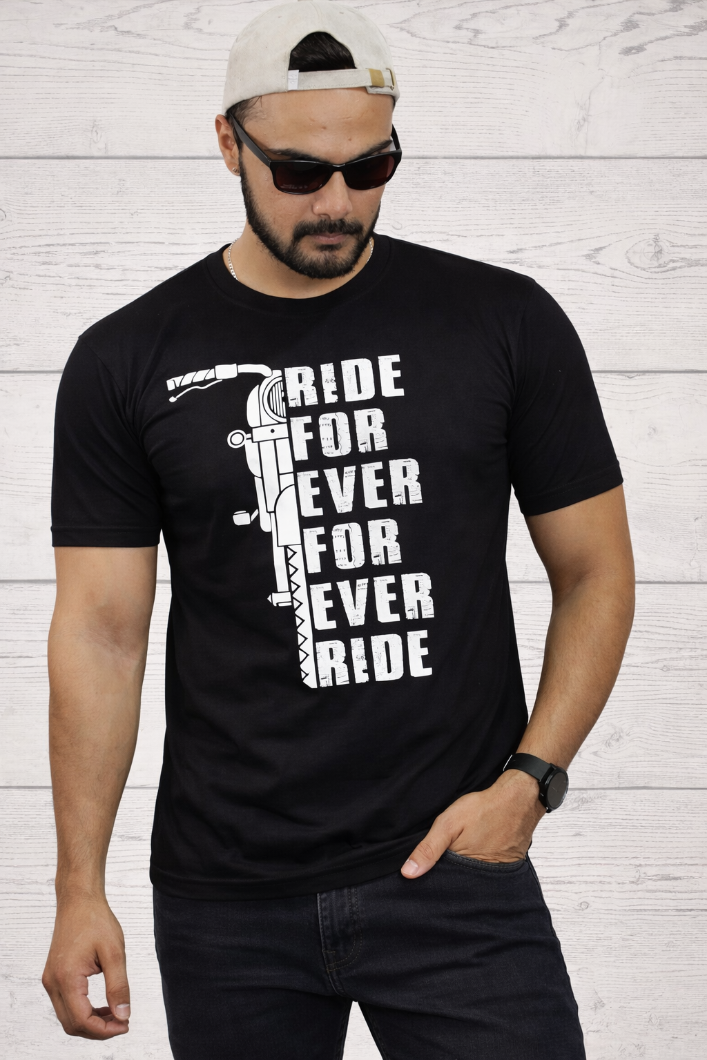 Mens Printed Half Sleeves T-shirts 170GSM Red Label 100% Cotton Bio Wash - Black - Image 1