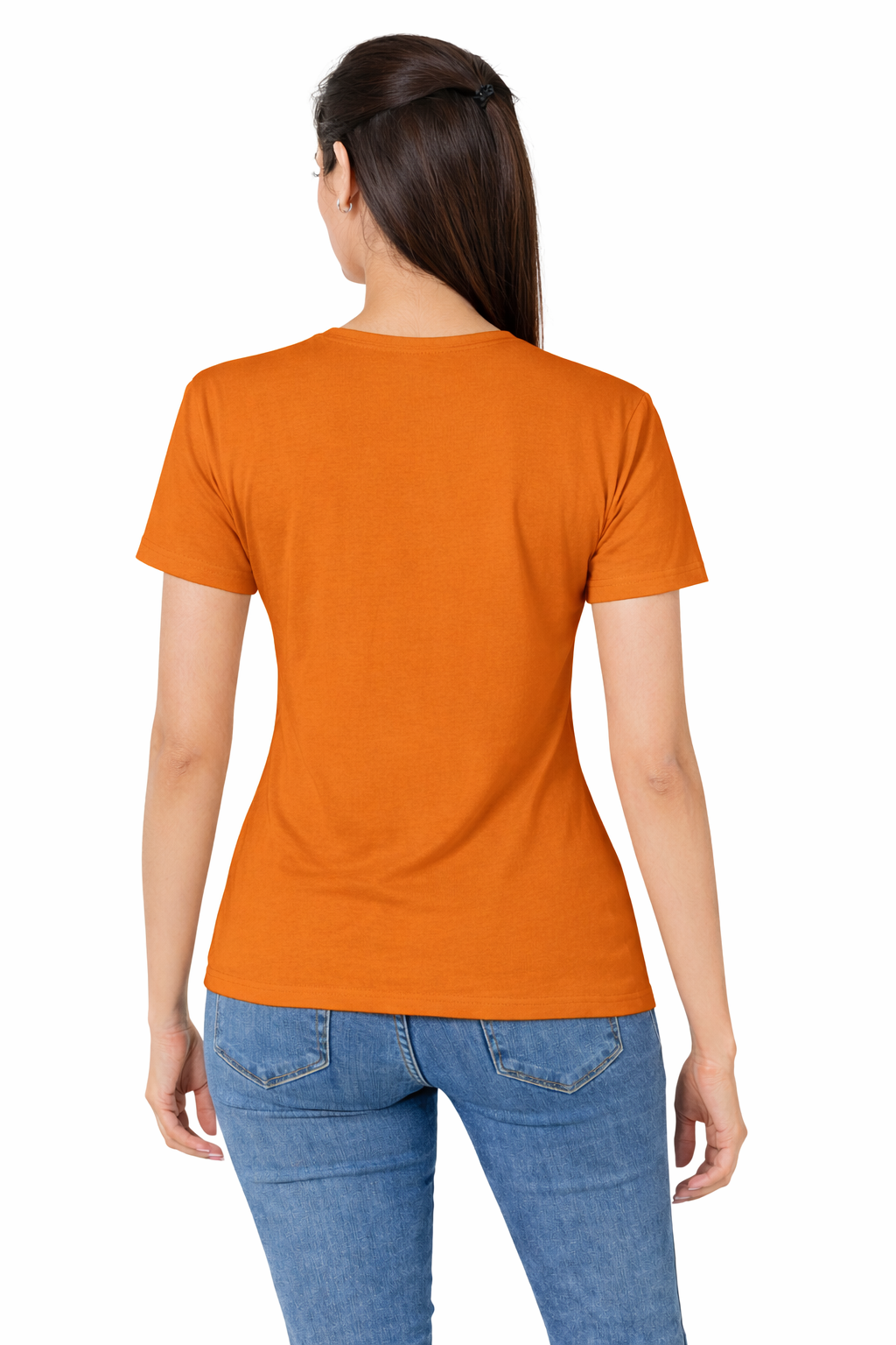 Women Half Sleeves Printed T-Shirts 170GSM Red Label 100% Cotton Yarn with Bio Wash Yellow, White, Blue, Orange - Orange - Image 1