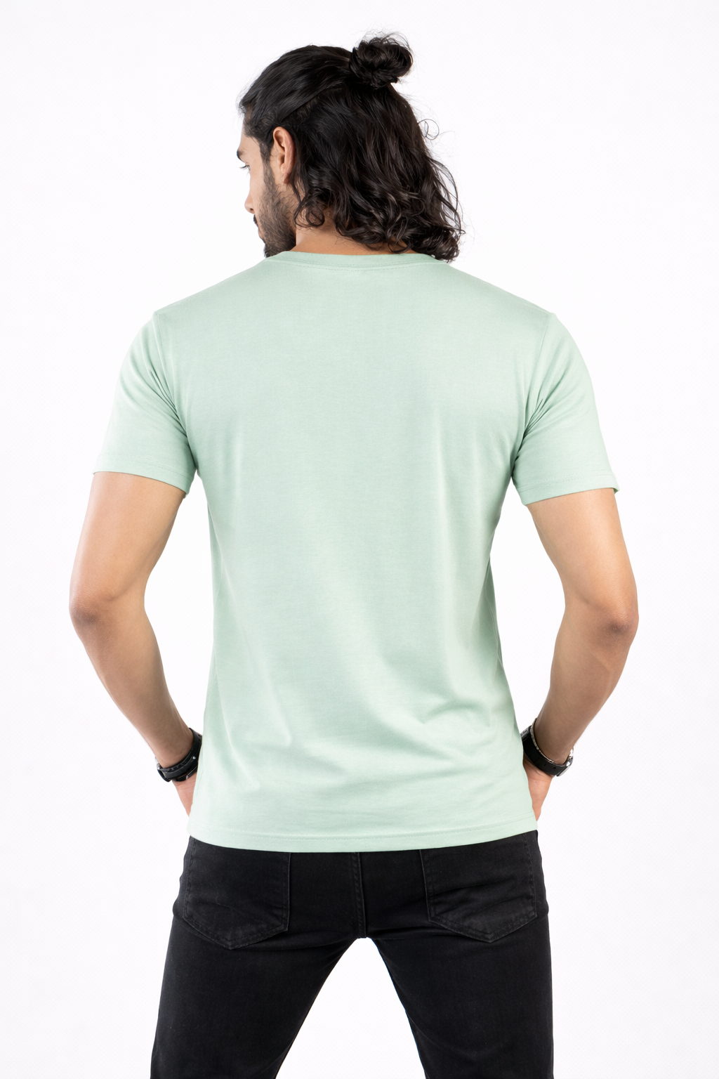 Mens Printed Half Sleeves T-shirts 180GSM Red Label 100% Cotton Bio Wash - Mint Green - Image 1
