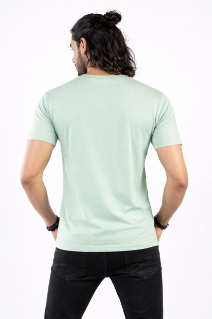 Mens Printed Half Sleeves T-shirts 180GSM Red Label 100% Cotton Bio Wash - Mint Green - Image 1
