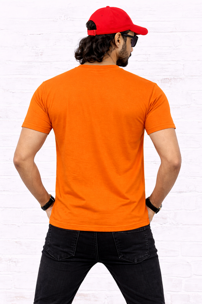 Mens Printed Half Sleeves T-shirts 170GSM Red Label 100% Cotton Bio Wash - Orange - Image 1