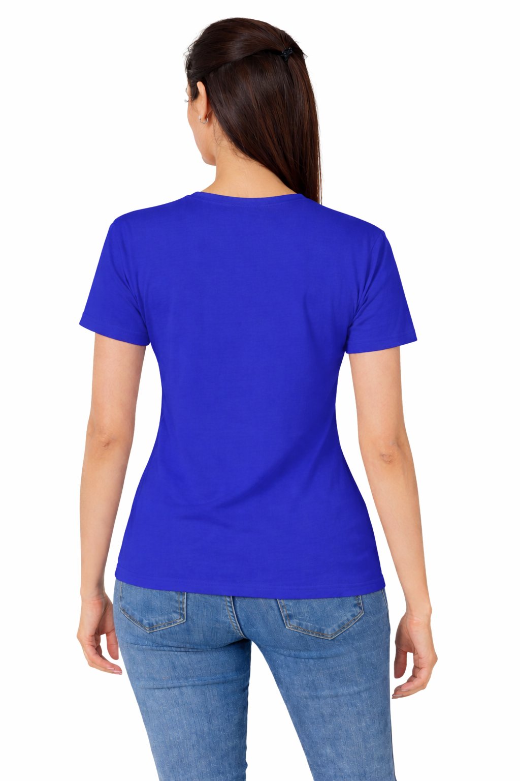 Women Half Sleeves Printed T-Shirts 170GSM Red Label 100% Cotton Yarn with Bio Wash Yellow, White, Blue, Orange - Blue - Image 1