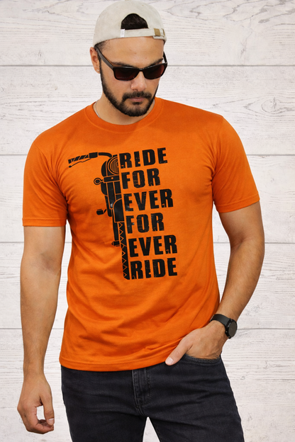 Mens Printed Half Sleeves T-shirts 170GSM Red Label 100% Cotton Bio Wash - Orange - Image 1