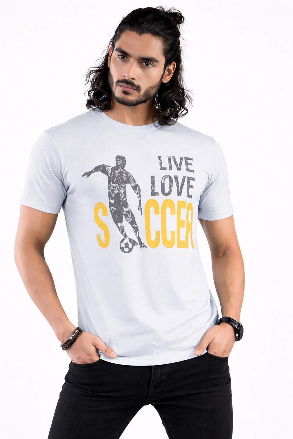 Mens Printed Half Sleeves T-shirts 180GSM Red Label 100% Cotton Bio Wash - Ice Green - Image 1