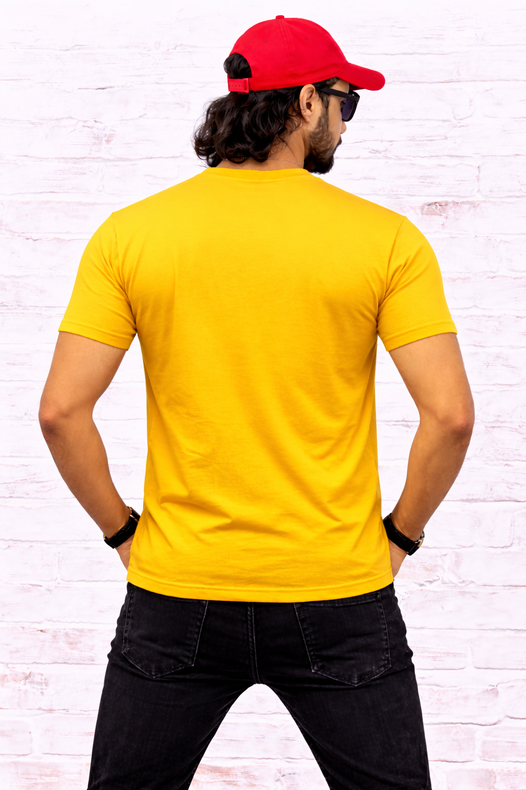 Mens Printed Half Sleeves T-shirts 170GSM Red Label 100% Cotton Bio Wash - Yellow - Image 1