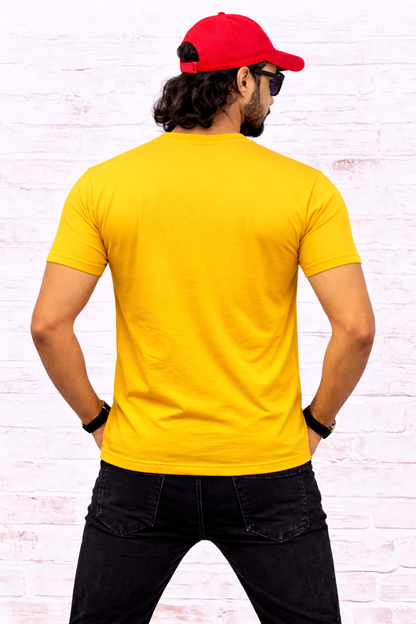 Mens Printed Half Sleeves T-shirts 170GSM Red Label 100% Cotton Bio Wash - Yellow - Image 1