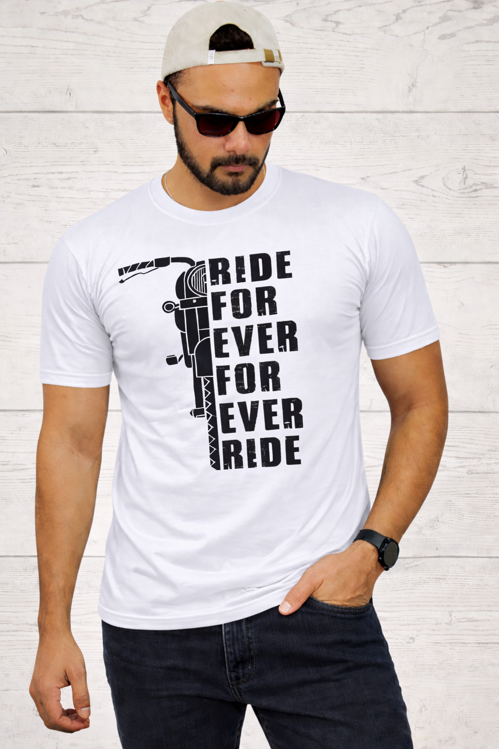 Mens Printed Half Sleeves T-shirts 170GSM Red Label 100% Cotton Bio Wash - White - Image 1