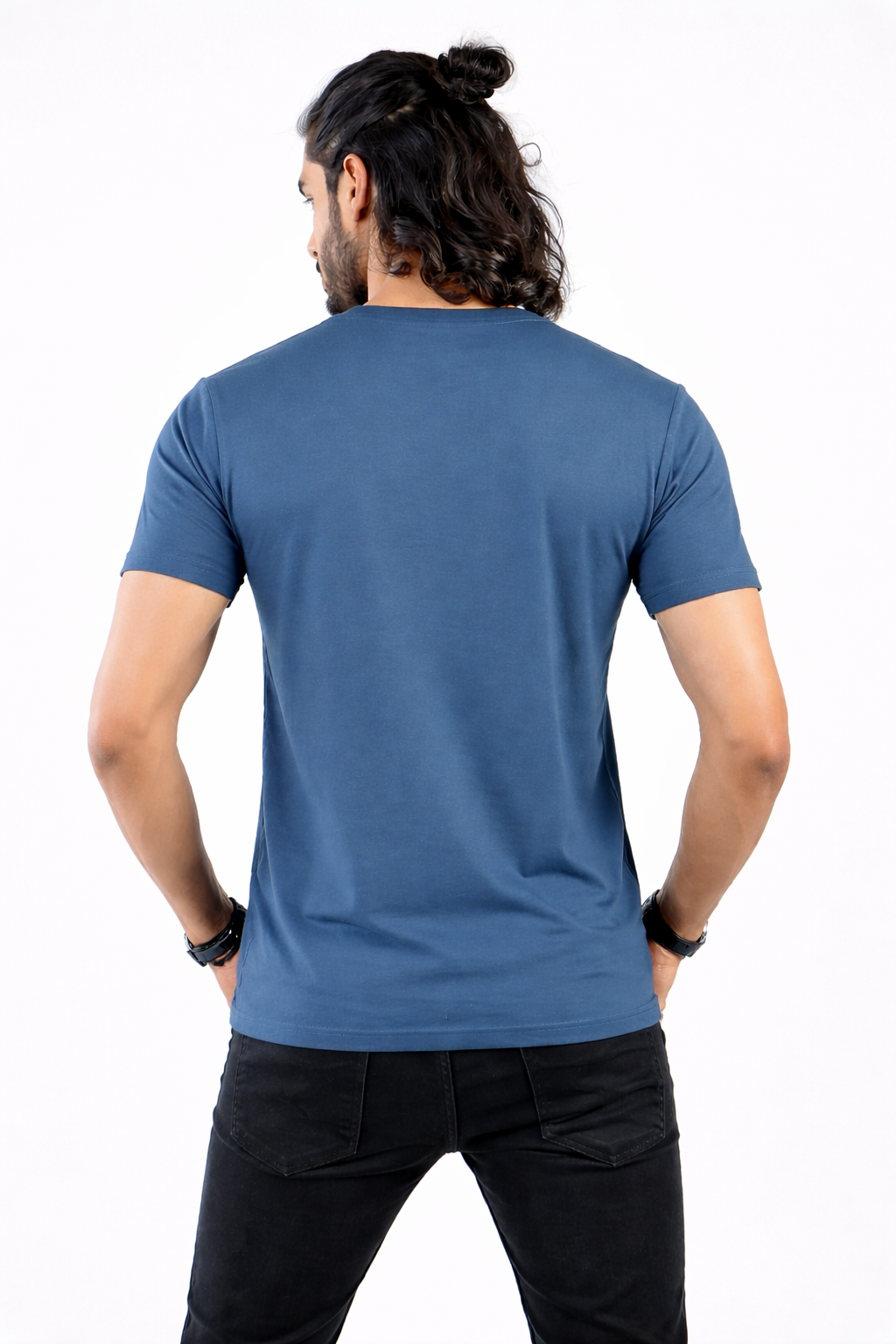 Mens Printed Half Sleeves T-shirts 180GSM Red Label 100% Cotton Bio Wash - Blue - Image 1