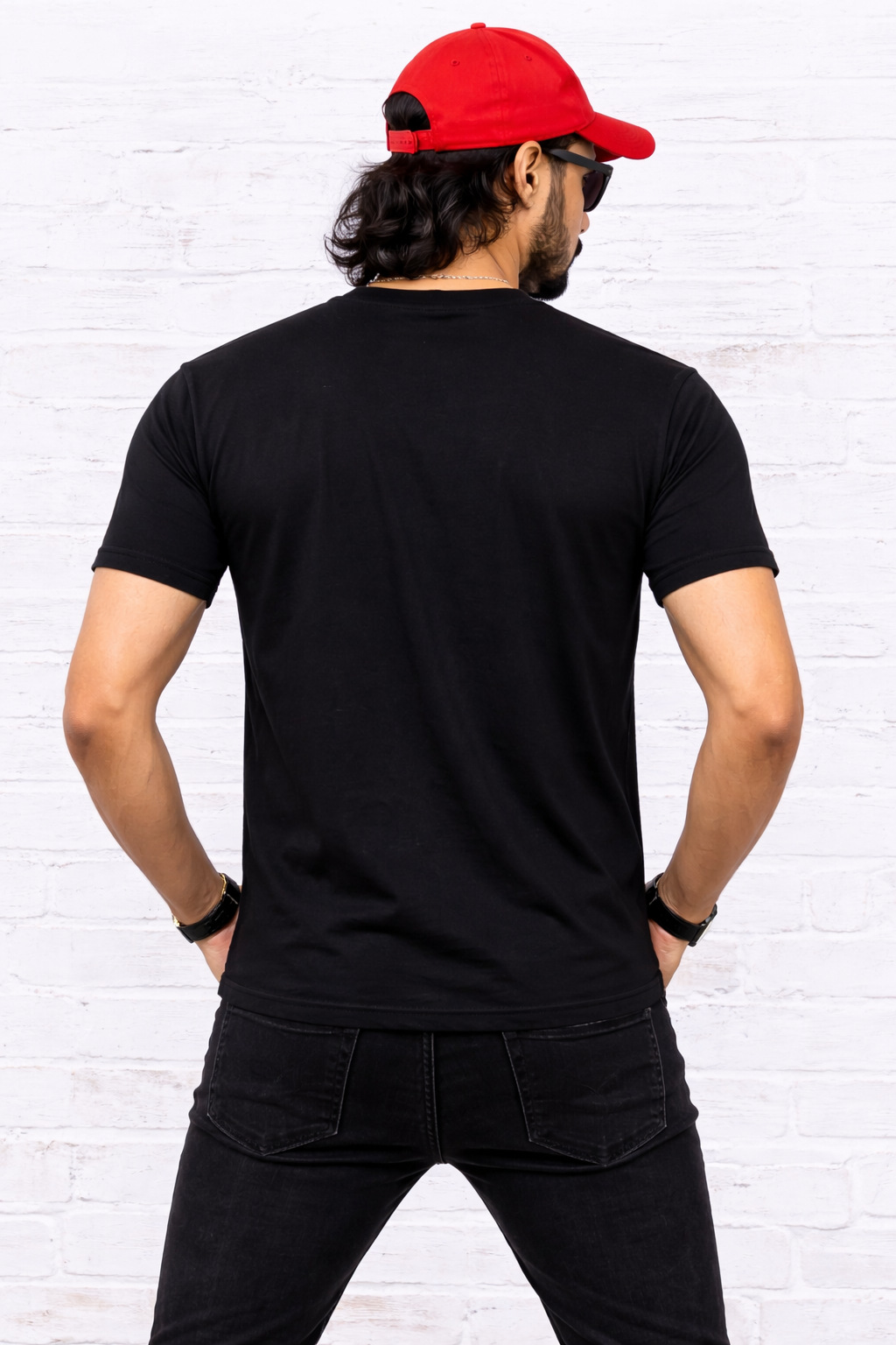 Mens Printed Half Sleeves T-shirts 170GSM Red Label 100% Cotton Bio Wash - Black - Image 1