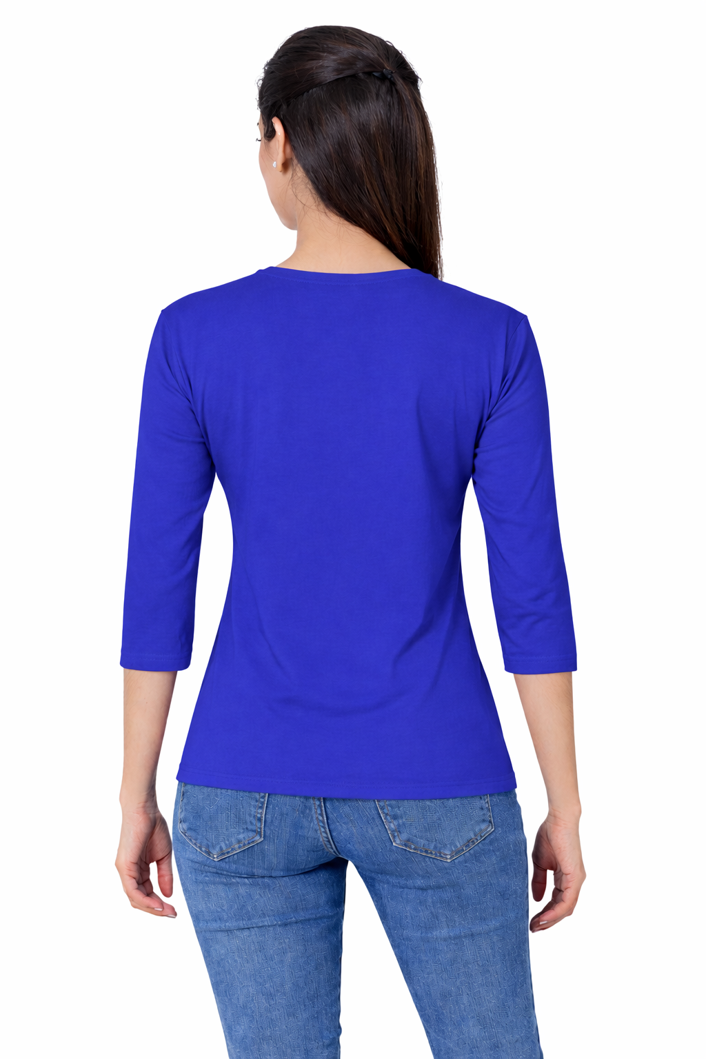 Women 3QTR Sleeves Printed T-Shirts 170GSM Red Label 100% Cotton Yarn with Bio Wash Yellow, White, Blue, Orange - Orange - Image 2