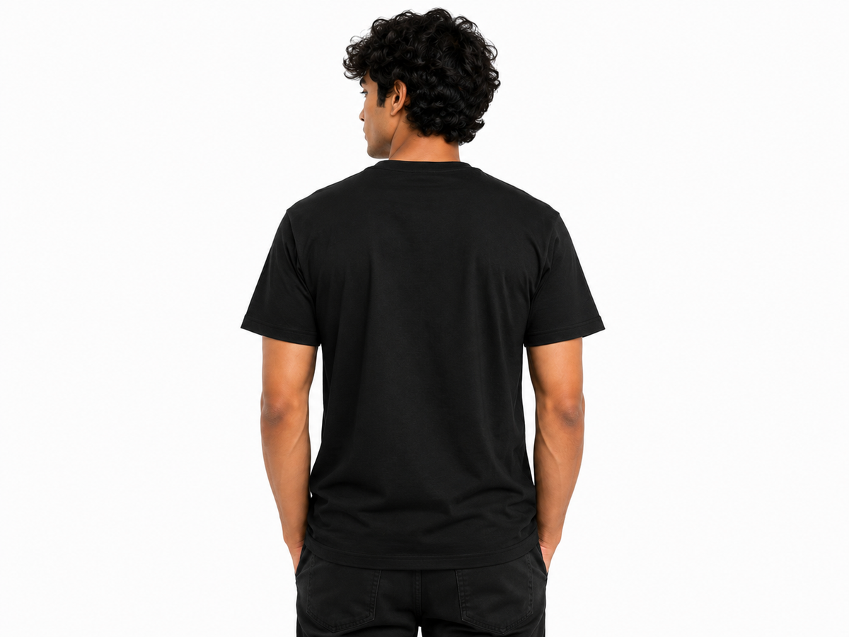 Black Round Tshirt IndianFlag Print - Black - Image 5