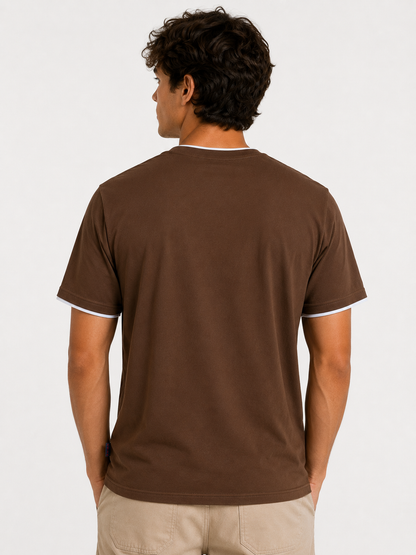 Brown Round Tshirt Basketball Print - Brown - Image 5