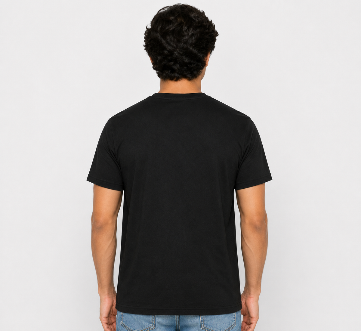 Black Round Tshirt Krishna Print - Black - Image 5
