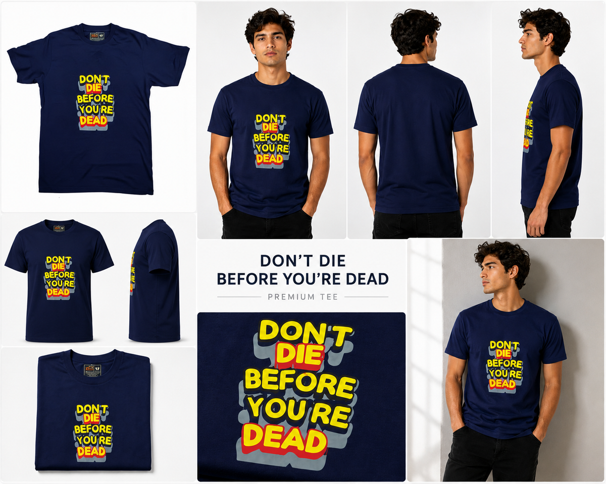 DarkBlue Round Tshirt Quote Print - Dark Blue - Image 6