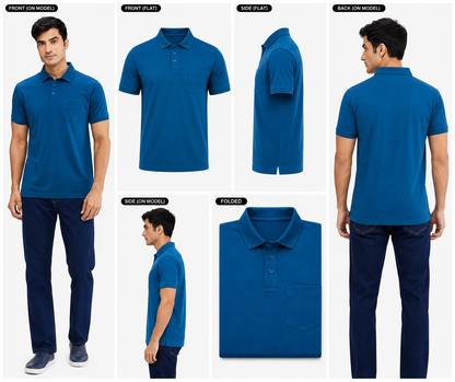 DarkBlue Tshirt DarkBlue Collar Cotton - Dark Blue - Image 5