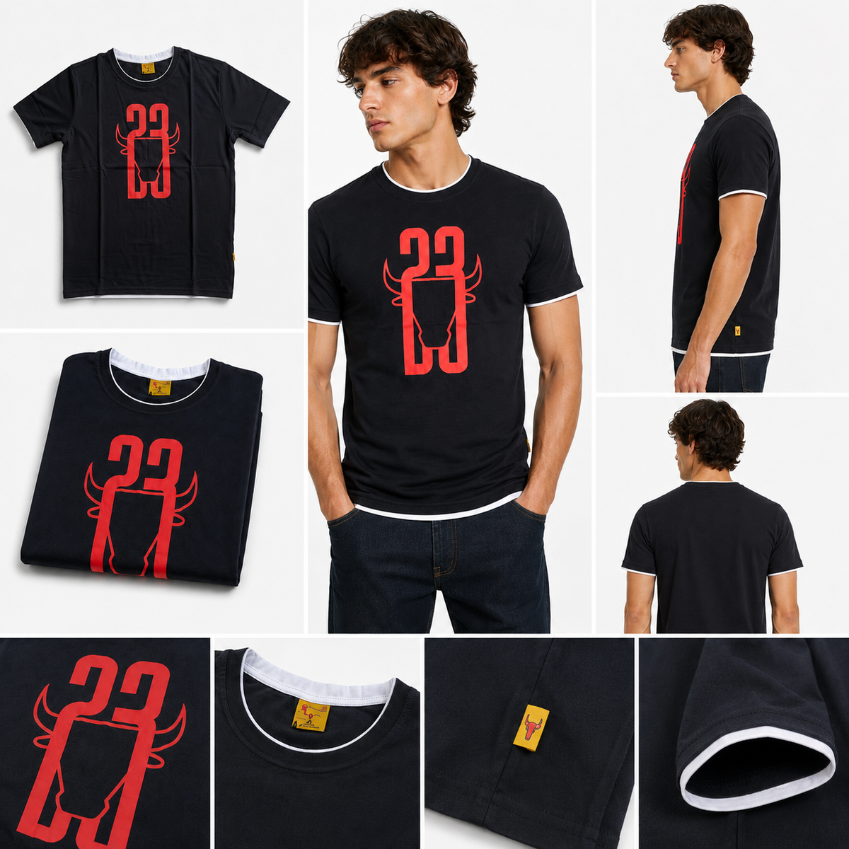 Black Round Tshirt Red Print - Black - Image 6