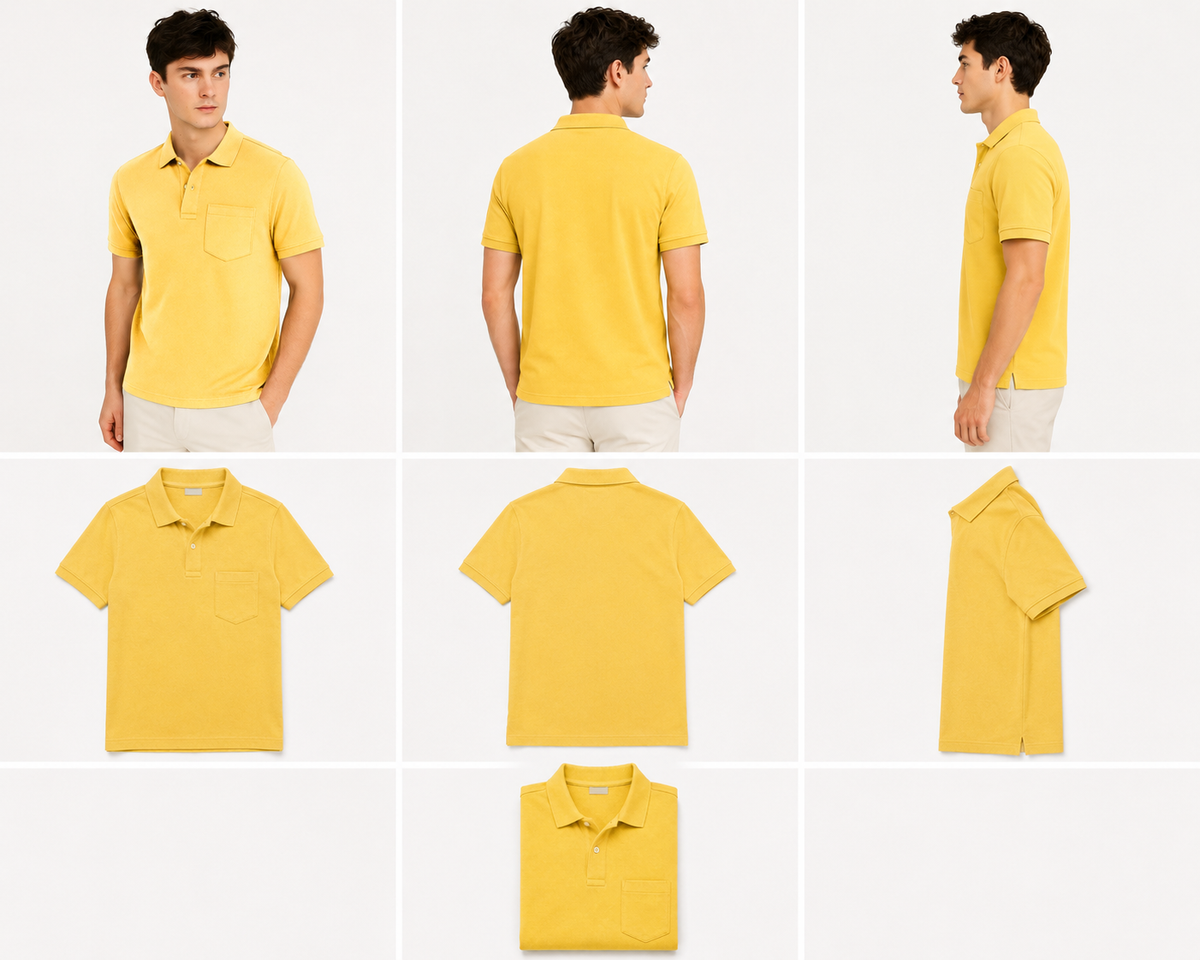 Yellow Tshirt Yellow Collar - Yellow - Image 6
