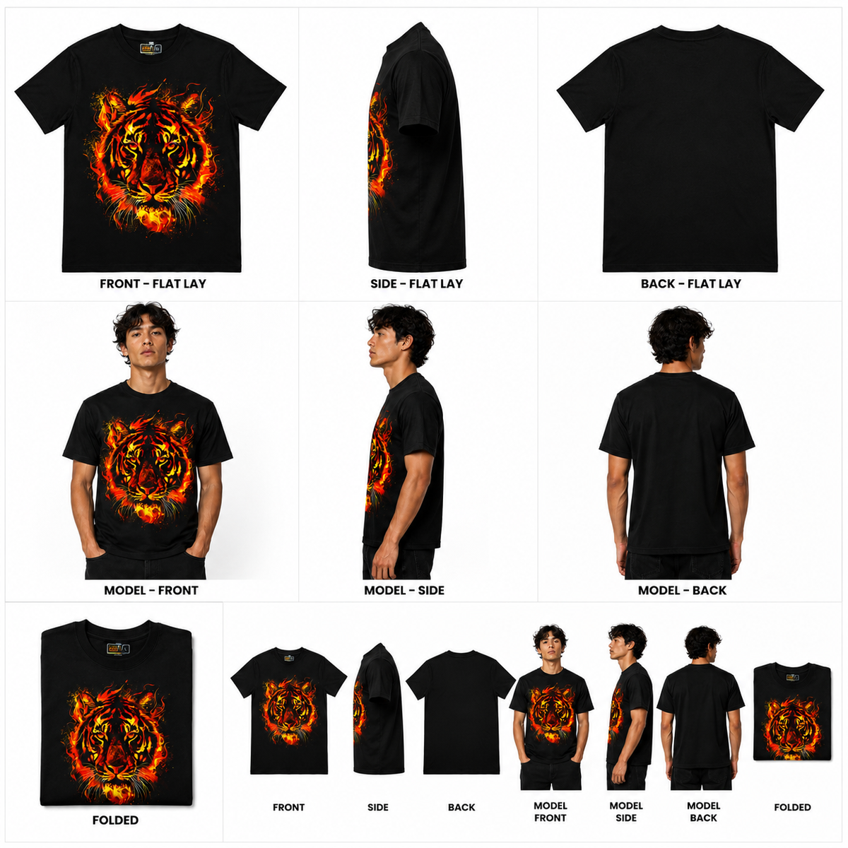 Black Round Tshirt Tiger Print - Black - Image 6