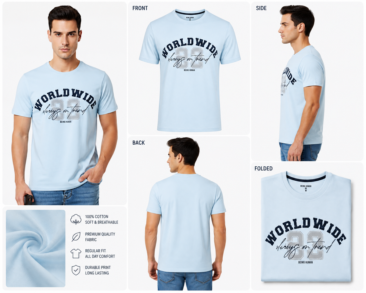 SkyBlue Round Tshirt Quote Print - Sky Blue - Image 6