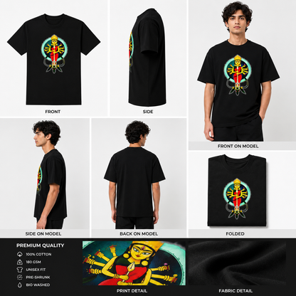 Black Round Tshirt God Print - Black - Image 6