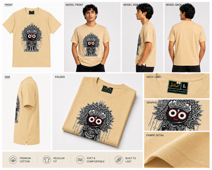 Cream Round Tshirt God Print - Cream - Image 6
