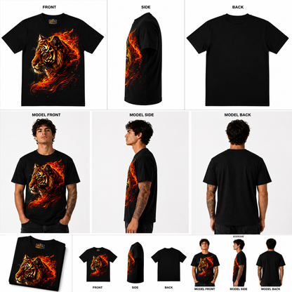 Black Round Tshirt Tiger Print - Black - Image 6