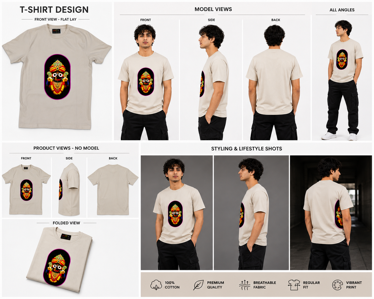 Cream Round Tshirt God Print - Cream - Image 6