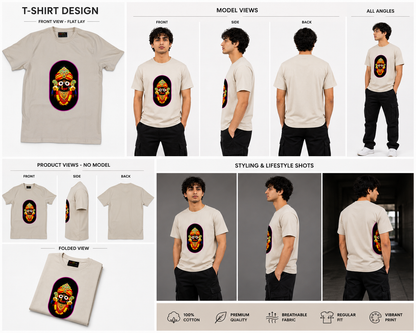 Cream Round Tshirt God Print - Cream - Image 6