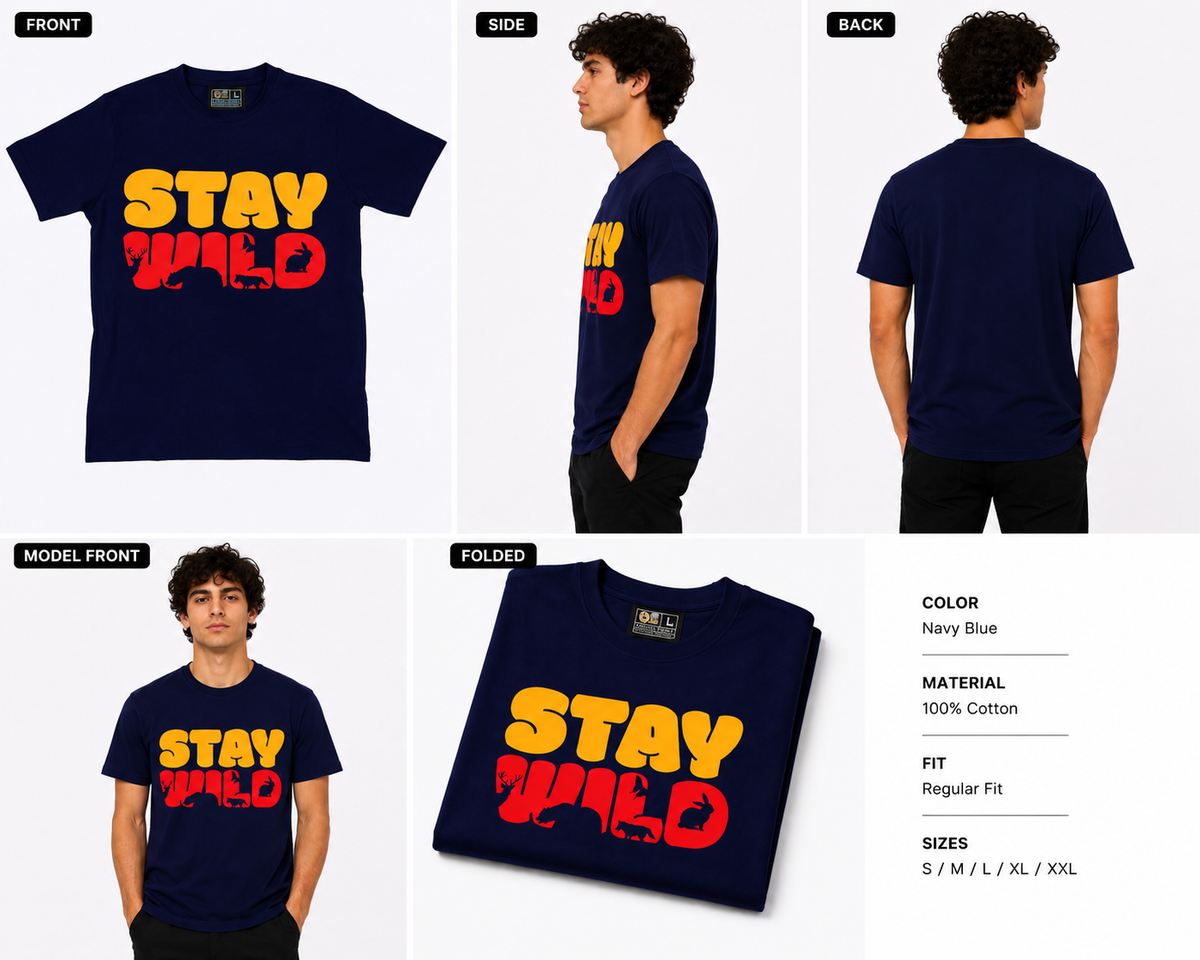 DarkBlue Round Tshirt Quote Print - Dark Blue - Image 6