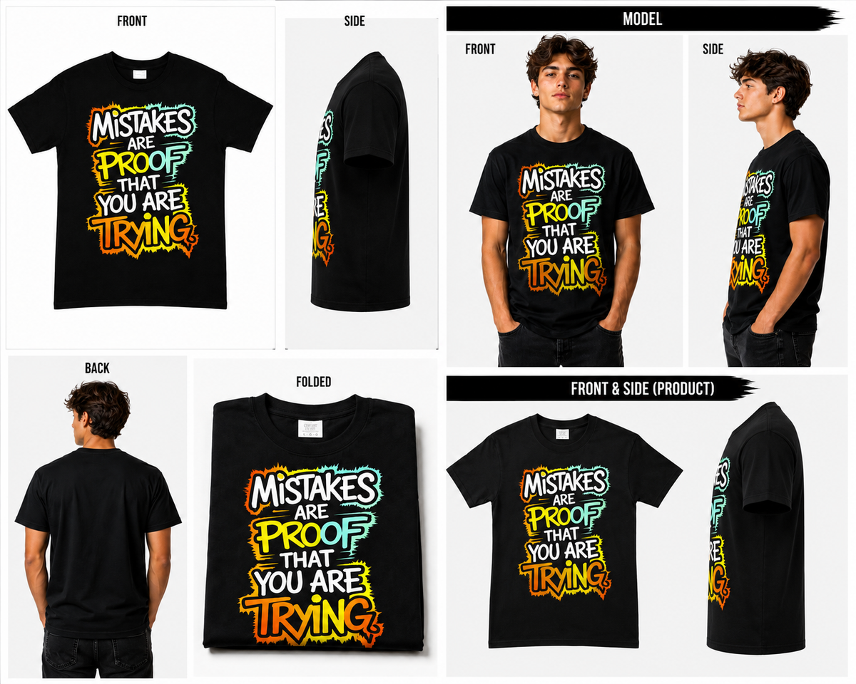 Black Round Tshirt Quote Print - Black - Image 6
