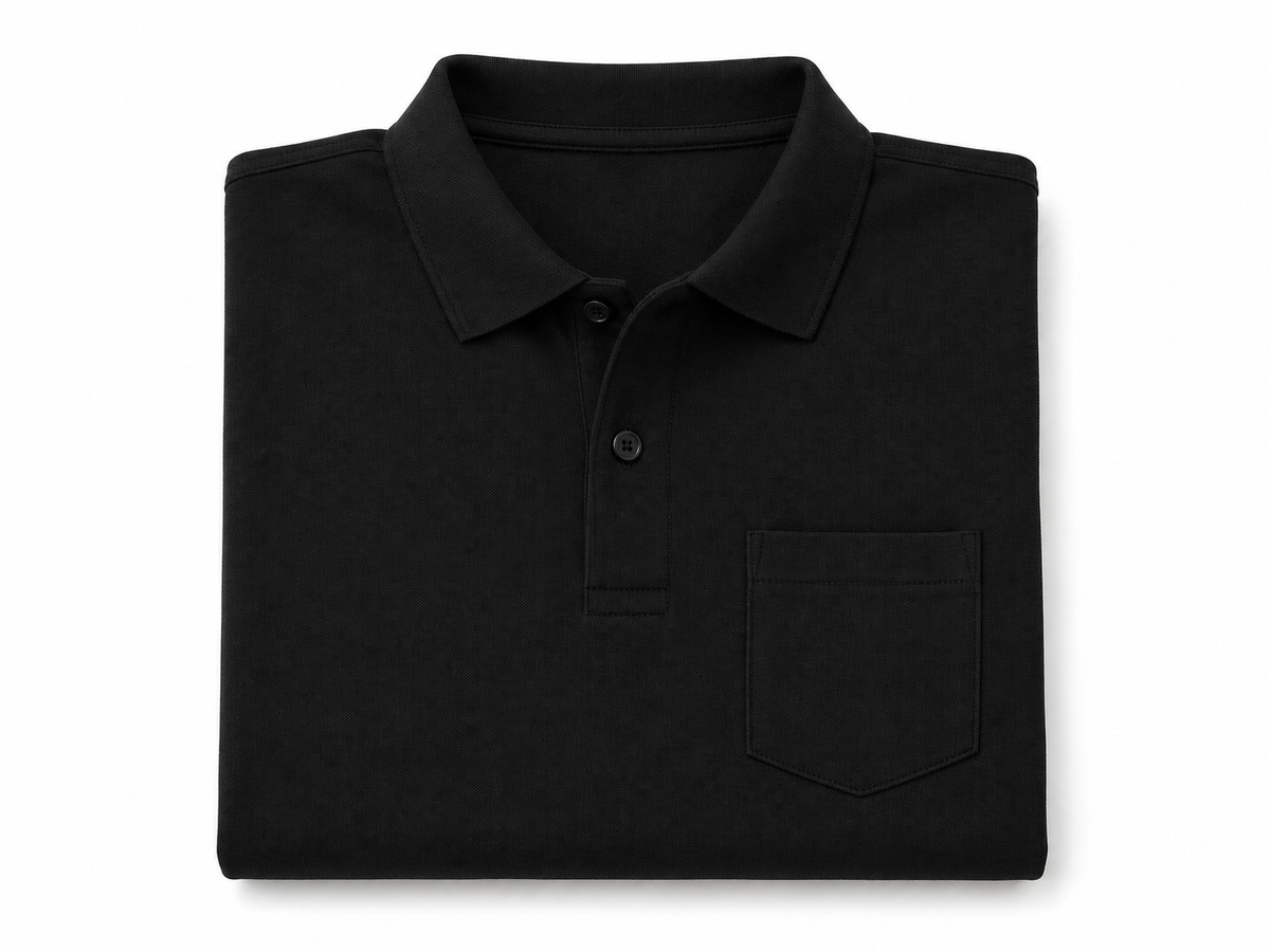 Black Tshirt Black Collar Cotton - Black - Image 6