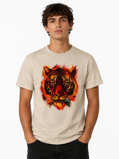 Cream Round Tshirt Lion Print - Cream - Image 2