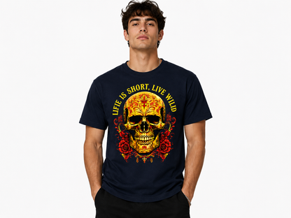 Black Round Tshirt Skull Print - Black - Image 2