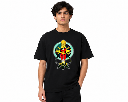Black Round Tshirt God Print - Black - Image 2