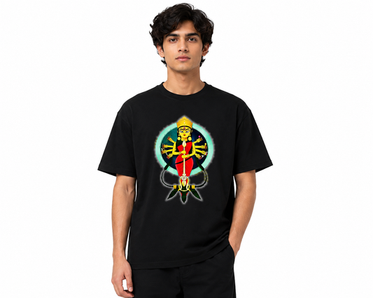 Black Round Tshirt God Print - Black - Image 2