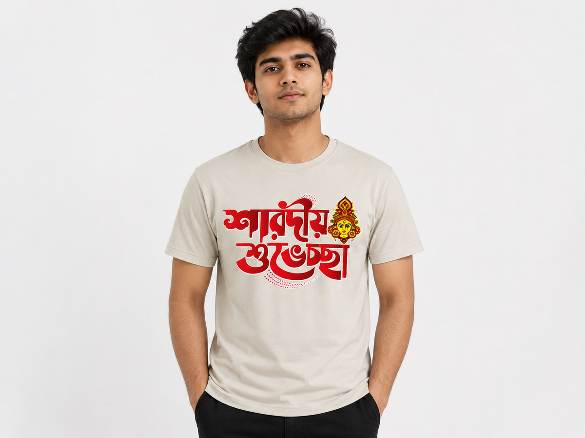 Cream Round Tshirt God Print - Cream - Image 1
