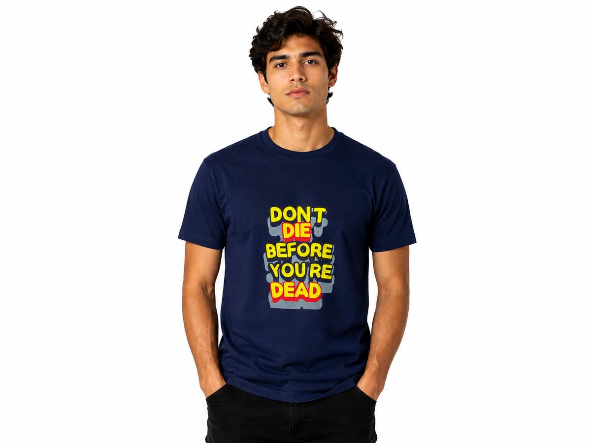 DarkBlue Round Tshirt Quote Print - Dark Blue - Image 2