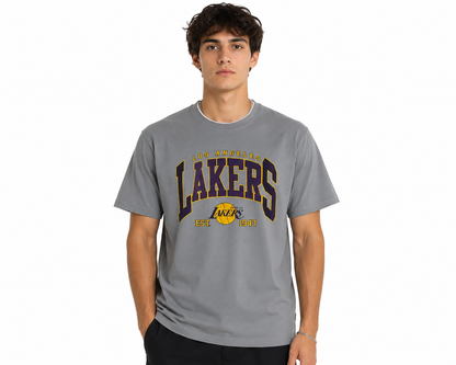 Grey Round Tshirt Lakers Print - Grey - Image 2
