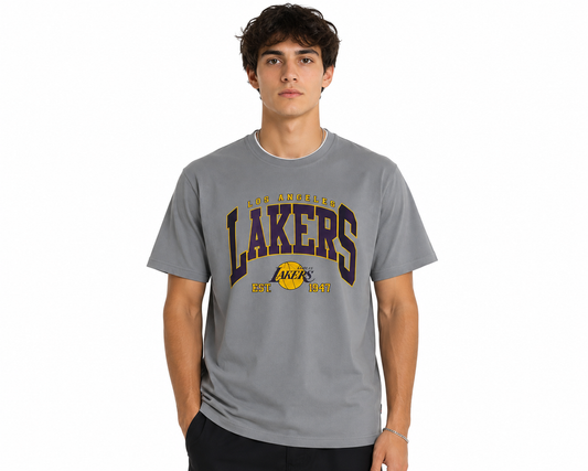 Grey Round Tshirt Lakers Print - Grey - Image 2